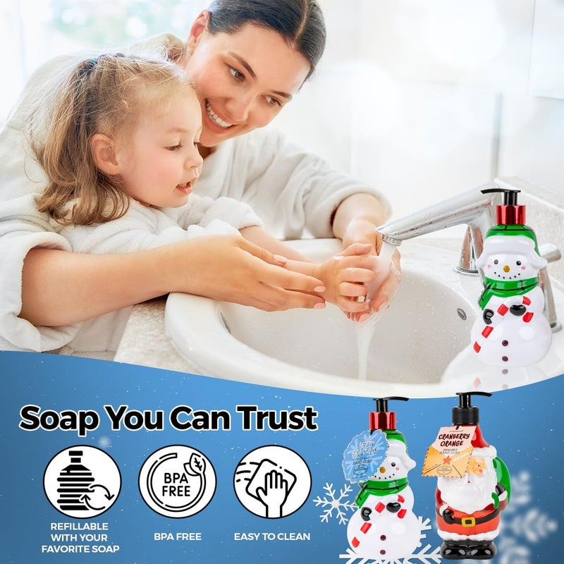simple pleasures Snowman & Santa 2 Pack: Cranberry Orange Scented Decorative Refillable Soap Dispensers for Kitchen Countertops and Bathroom Sinks - Image 3